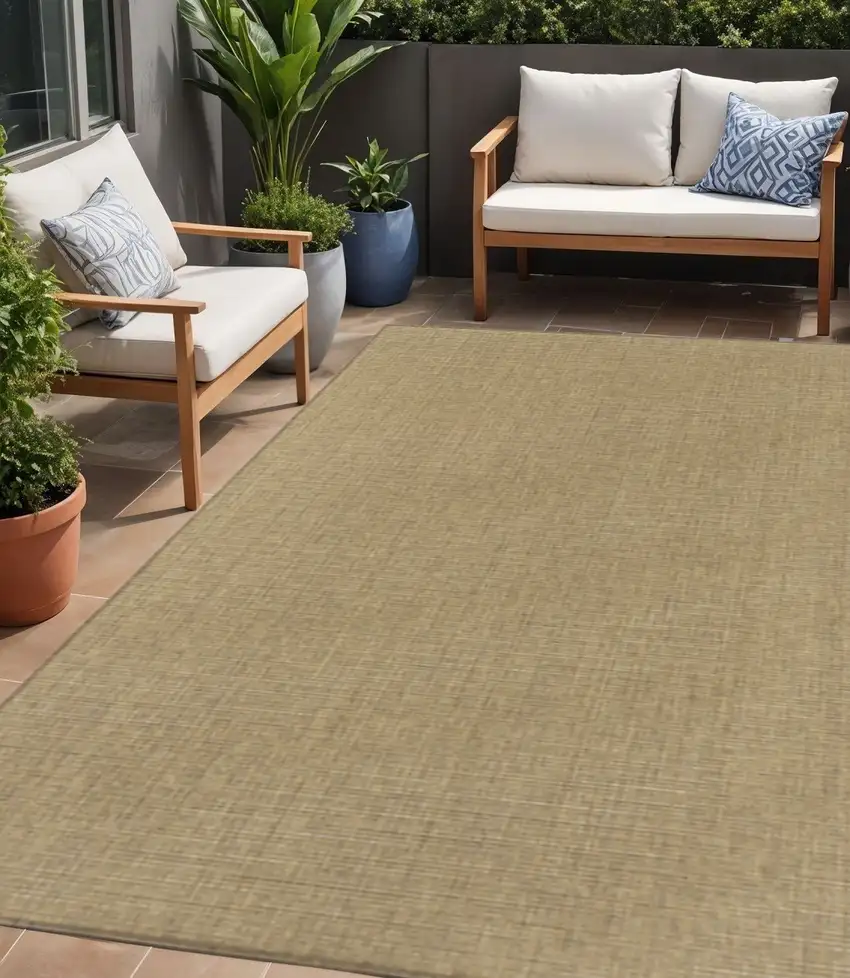 Tan Stain Resistant Indoor Outdoor Area Rug Photo 1
