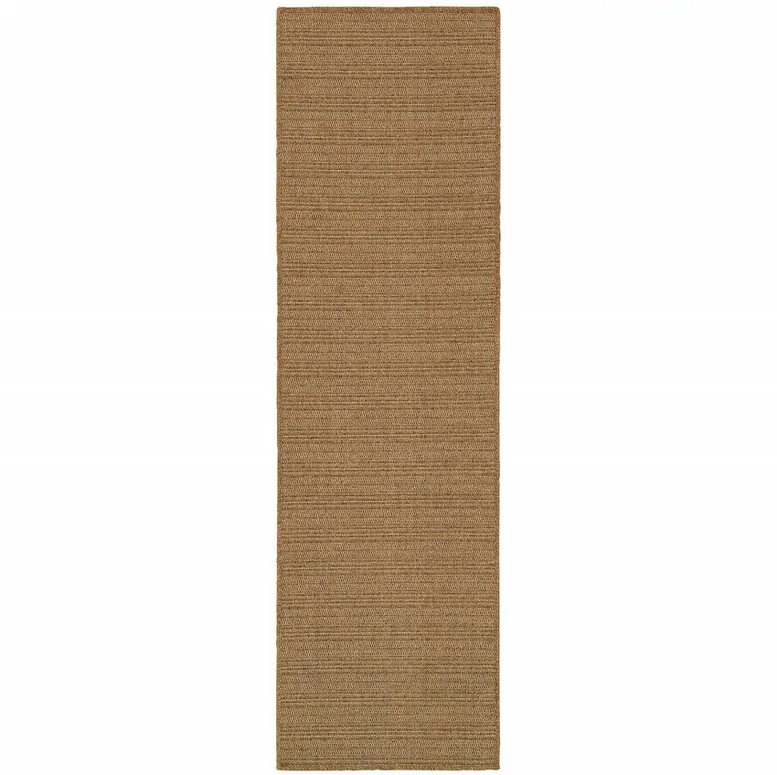 Tan Striped Stain Resistant Indoor Outdoor Area Rug Photo 1
