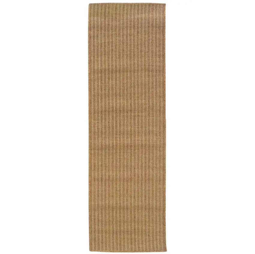Tan Striped Stain Resistant Indoor Outdoor Area Rug Photo 1