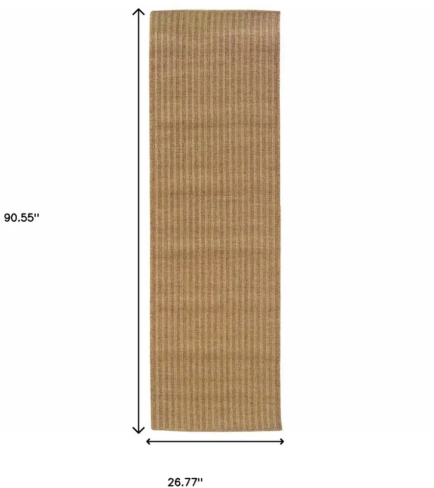 Tan Striped Stain Resistant Indoor Outdoor Area Rug Photo 6
