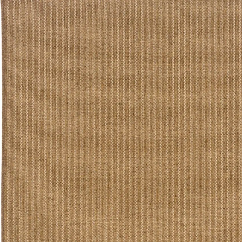 Tan Striped Stain Resistant Indoor Outdoor Area Rug Photo 3