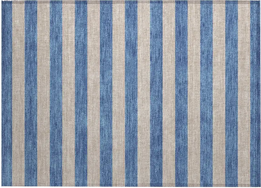 Tan Striped Washable Non Skid Indoor Outdoor Area Rug Photo 2