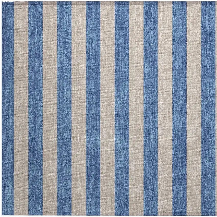 Tan Striped Washable Non Skid Indoor Outdoor Area Rug Photo 7