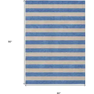 Photo of Tan Striped Washable Non Skid Indoor Outdoor Area Rug