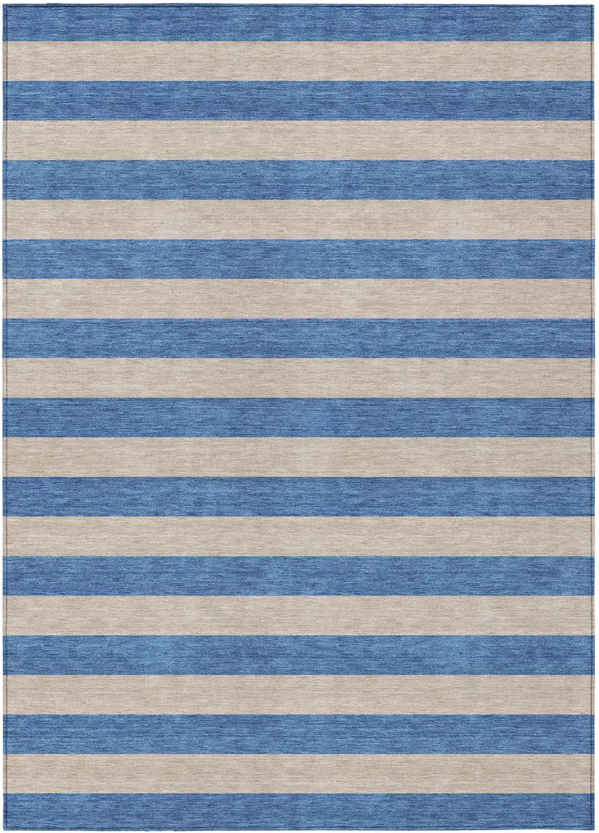 Tan Striped Washable Non Skid Indoor Outdoor Area Rug Photo 2