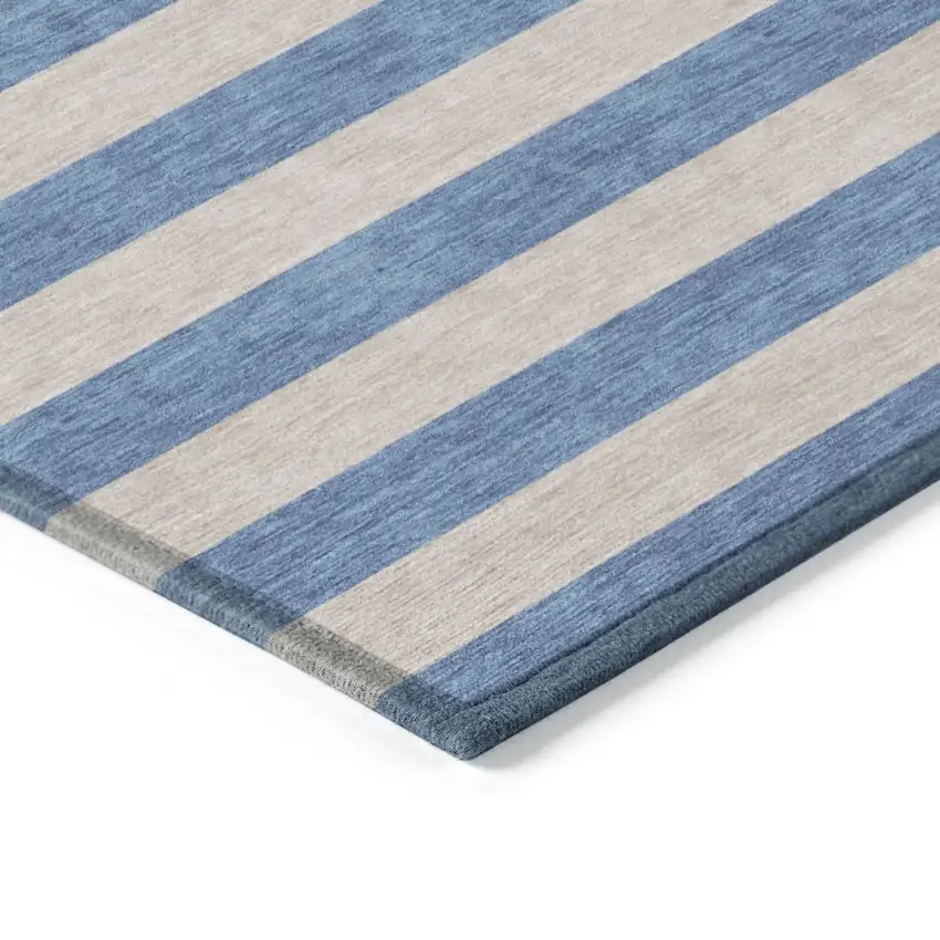 Tan Striped Washable Non Skid Indoor Outdoor Area Rug Photo 7