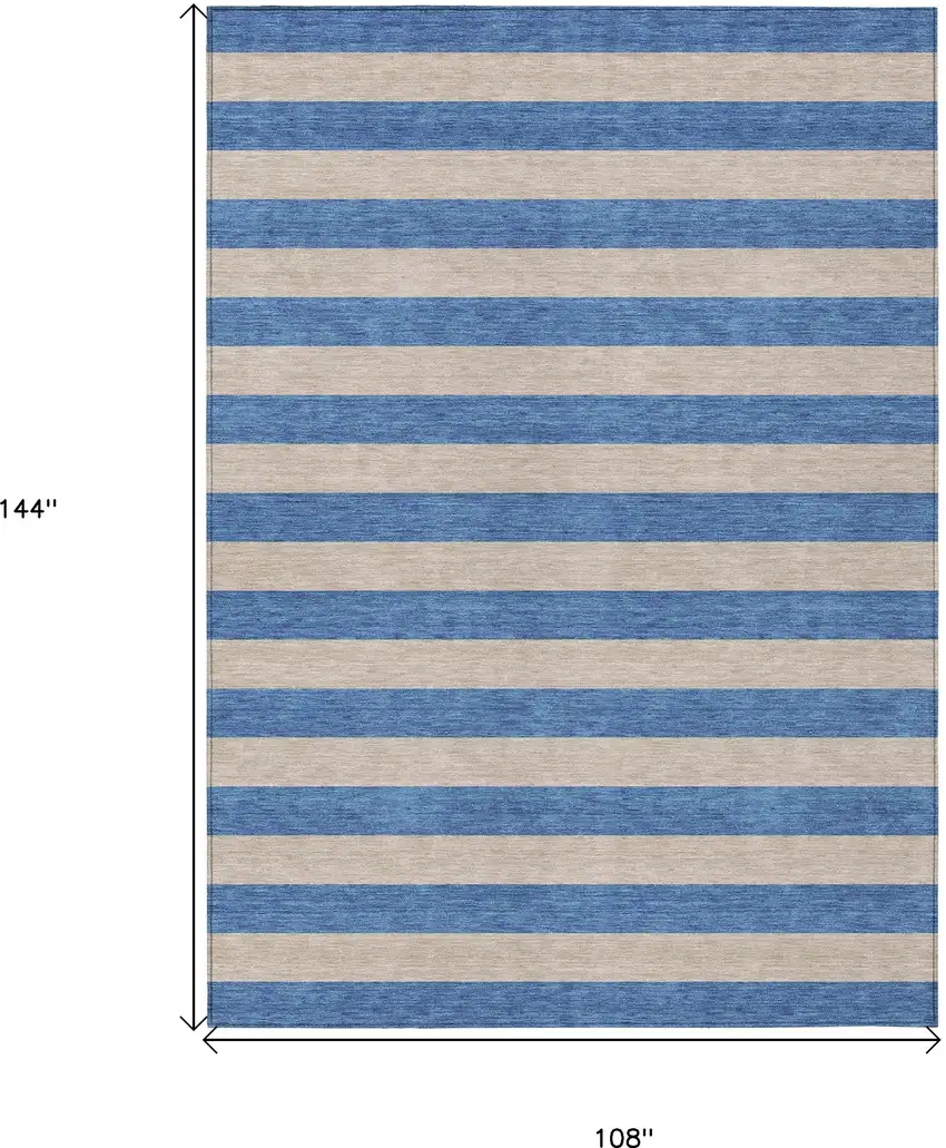 Tan Striped Washable Non Skid Indoor Outdoor Area Rug Photo 3