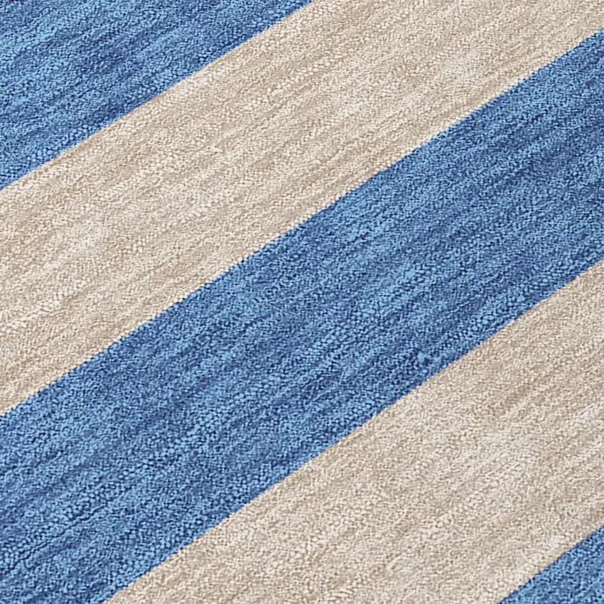 Tan Striped Washable Non Skid Indoor Outdoor Area Rug Photo 8