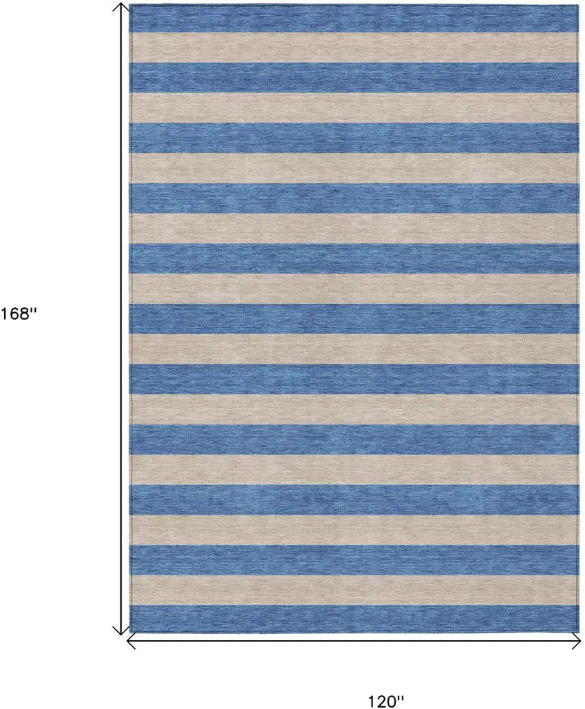 Tan Striped Washable Non Skid Indoor Outdoor Area Rug Photo 3