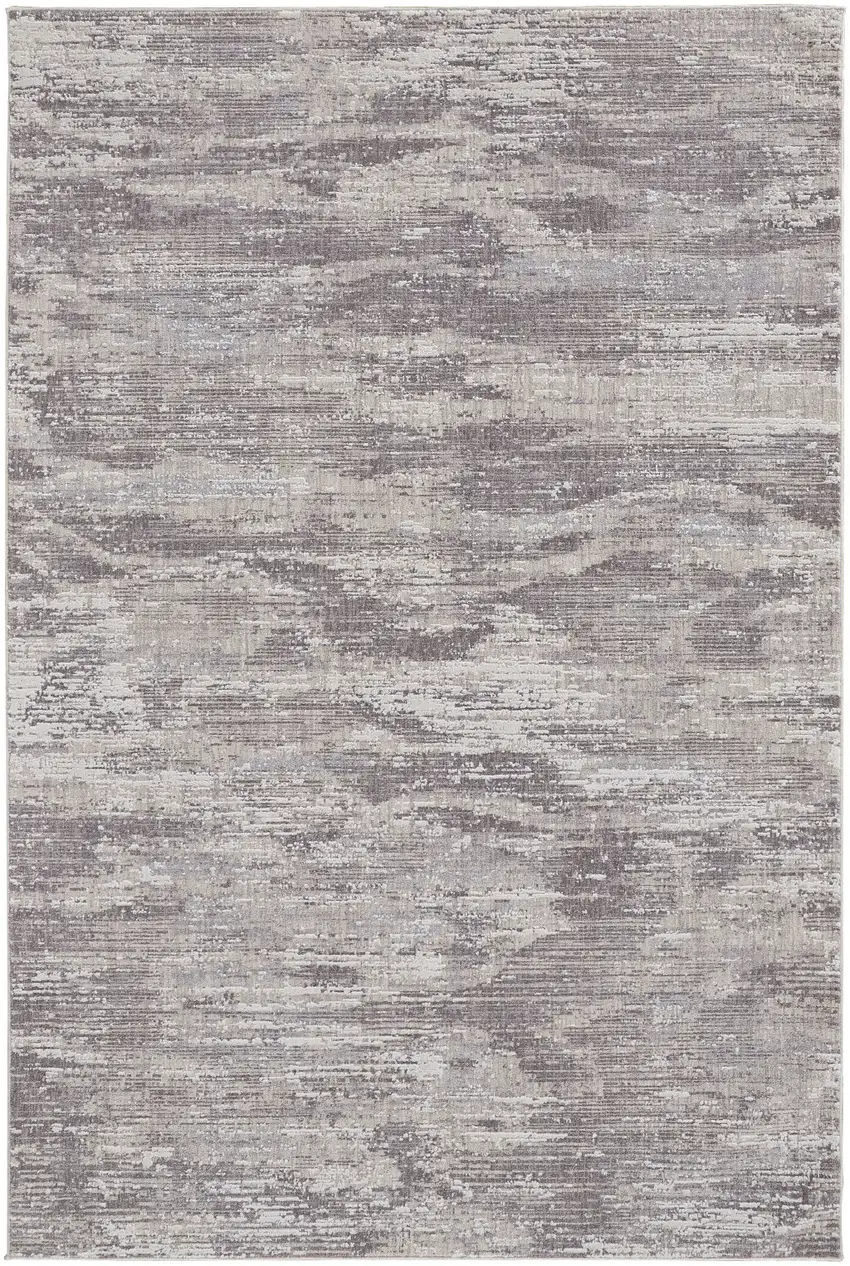 Tan Taupe And Gray Abstract Power Loom Distressed Stain Resistant Area Rug Photo 1