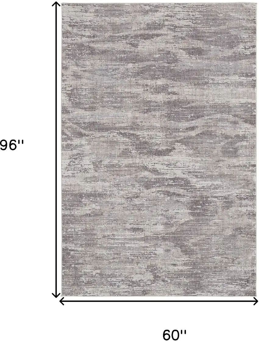 Tan Taupe And Gray Abstract Power Loom Distressed Stain Resistant Area Rug Photo 10
