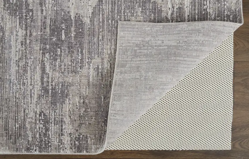 Tan Taupe And Gray Abstract Power Loom Distressed Stain Resistant Area Rug Photo 3