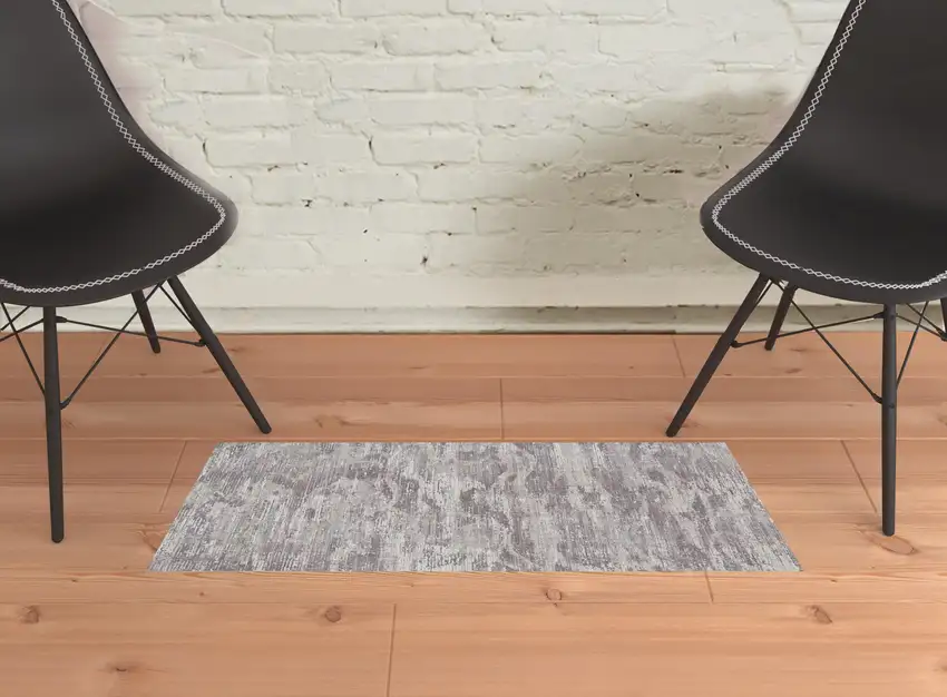 Tan Taupe And Gray Abstract Power Loom Distressed Stain Resistant Area Rug Photo 2