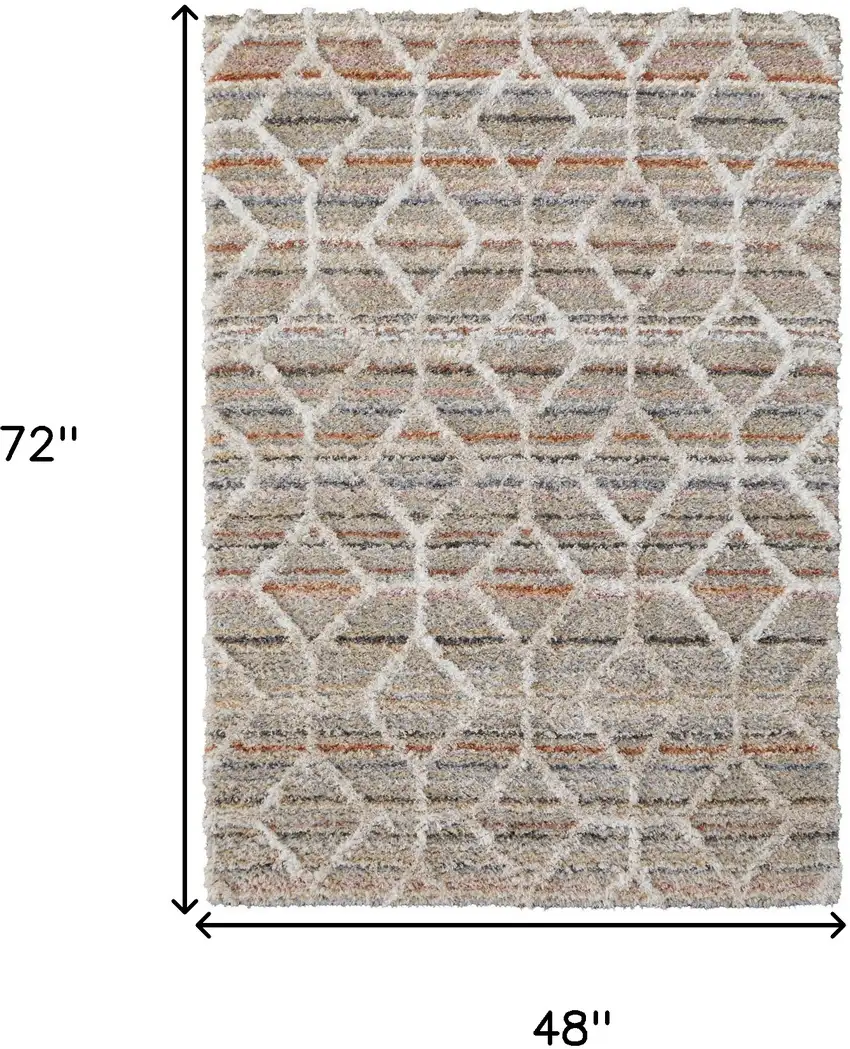 Tan Taupe And Ivory Geometric Power Loom Stain Resistant Area Rug Photo 10