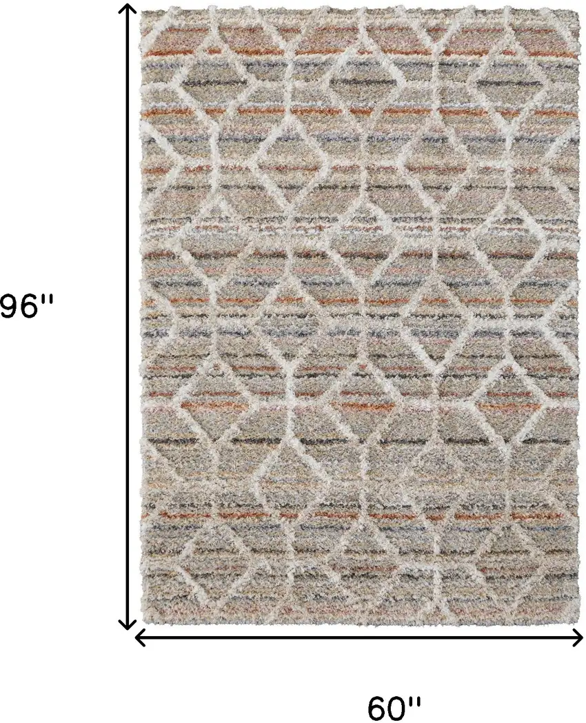 Tan Taupe And Ivory Geometric Power Loom Stain Resistant Area Rug Photo 10