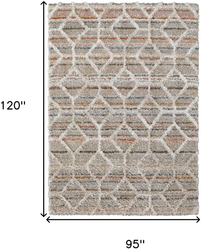 Tan Taupe And Ivory Geometric Power Loom Stain Resistant Area Rug Photo 10