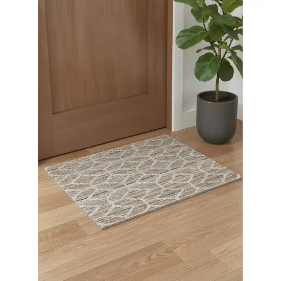 Tan Taupe And Ivory Geometric Power Loom Stain Resistant Area Rug Photo 1