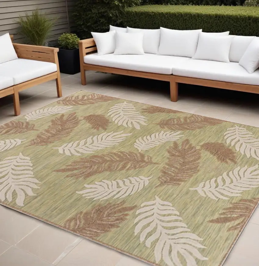 Green And Ivory Indoor Outdoor Area Rug Photo 1