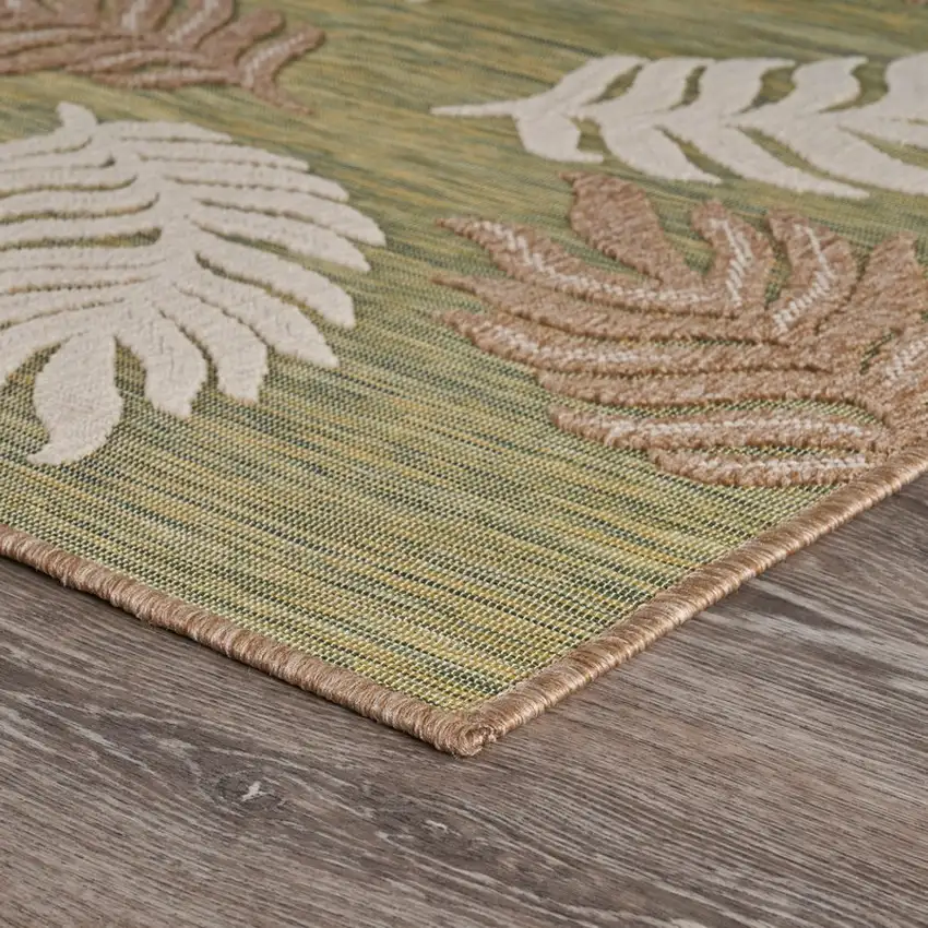Tan Tropical Sprigs Indoor Outdoor Area Rug Photo 4