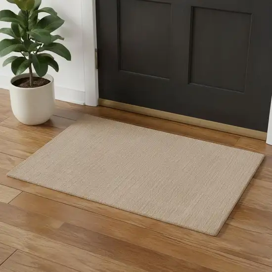 Tan Wool Hand Woven Area Rug Photo 1