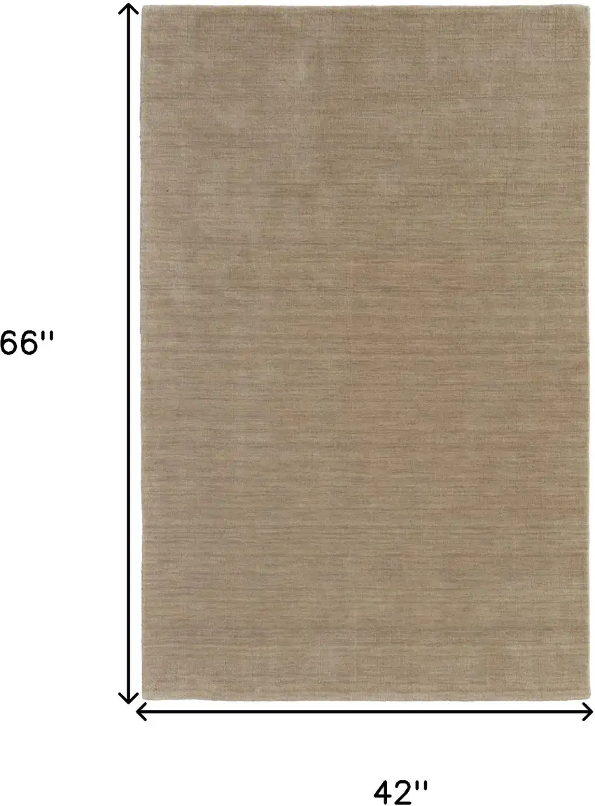 Tan Wool Hand Woven Area Rug Photo 3