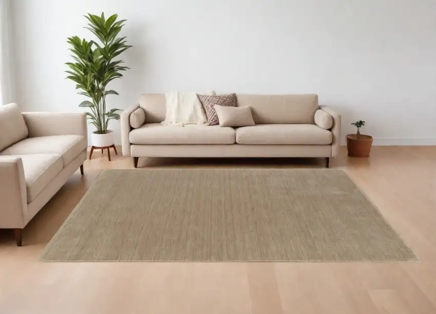Tan Wool Hand Woven Area Rug Photo 1