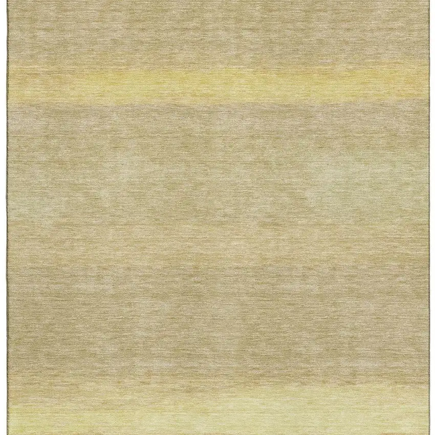 Tan Yellow And Beige Striped Washable Area Rug With UV Protection Photo 4