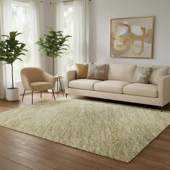 Tan Yellow And Beige Striped Washable Area Rug With UV Protection Photo 2