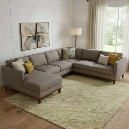 Tan Yellow And Beige Striped Washable Area Rug With UV Protection Photo 2