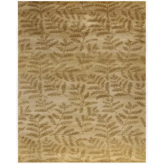 Tan Yellow And Orange Wool Floral Hand Knotted Area Rug Photo 2