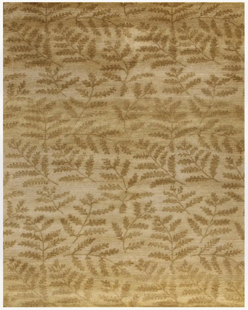 Tan Yellow And Orange Wool Floral Hand Knotted Area Rug Photo 2