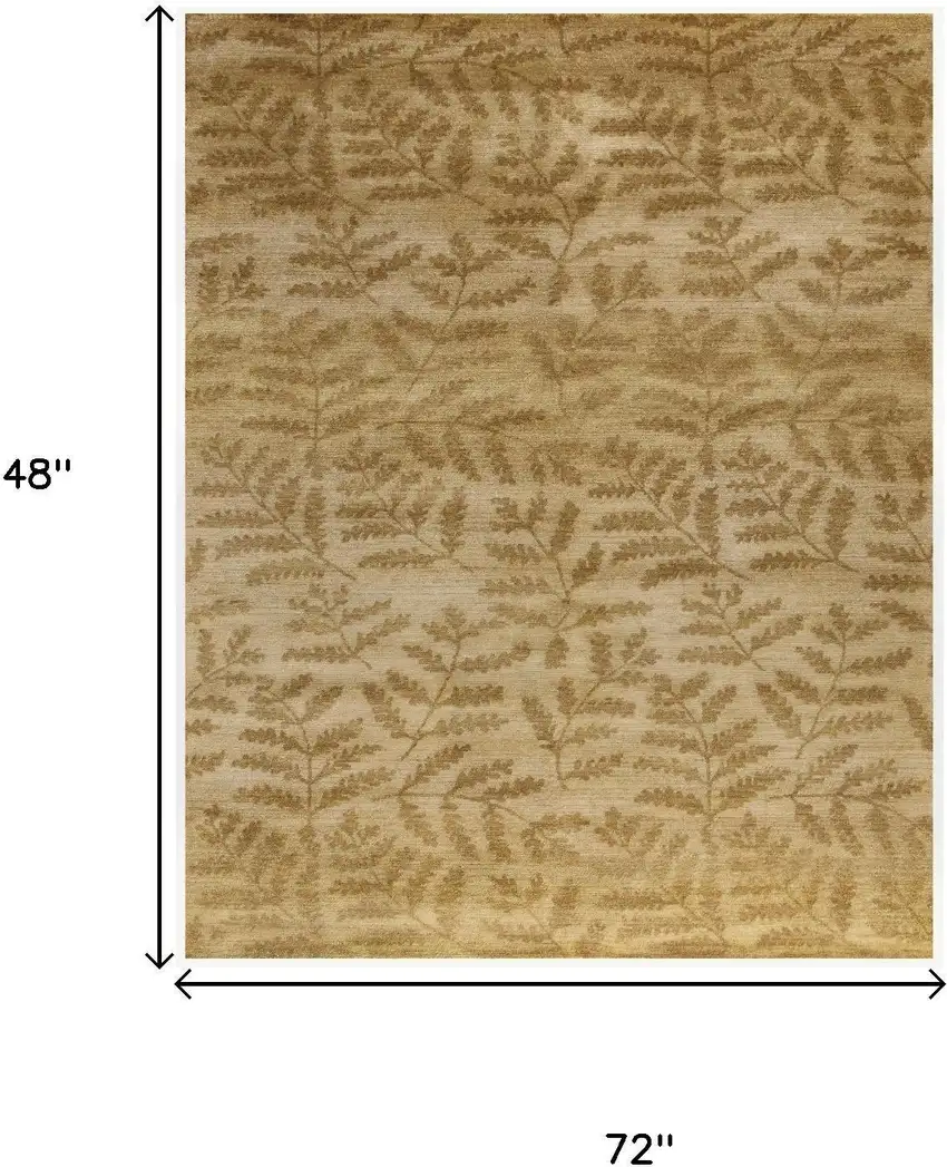 Tan Yellow And Orange Wool Floral Hand Knotted Area Rug Photo 5