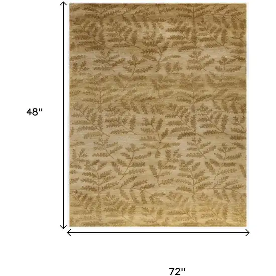 Tan Yellow And Orange Wool Floral Hand Knotted Area Rug Photo 5