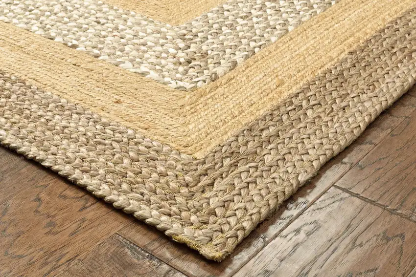 Tan and Beige Bordered Area Rug Photo 5