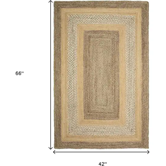 Tan and Beige Bordered Area Rug Photo 3