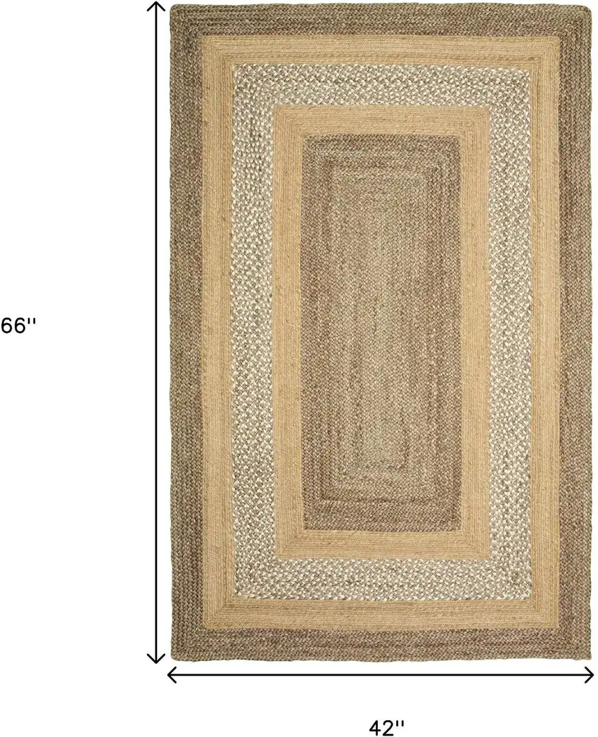 Tan and Beige Bordered Area Rug Photo 3