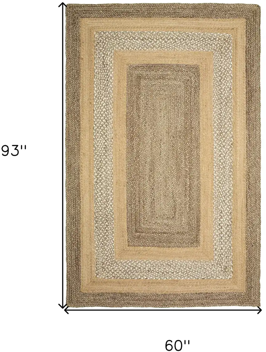 Tan and Beige Bordered Area Rug Photo 6