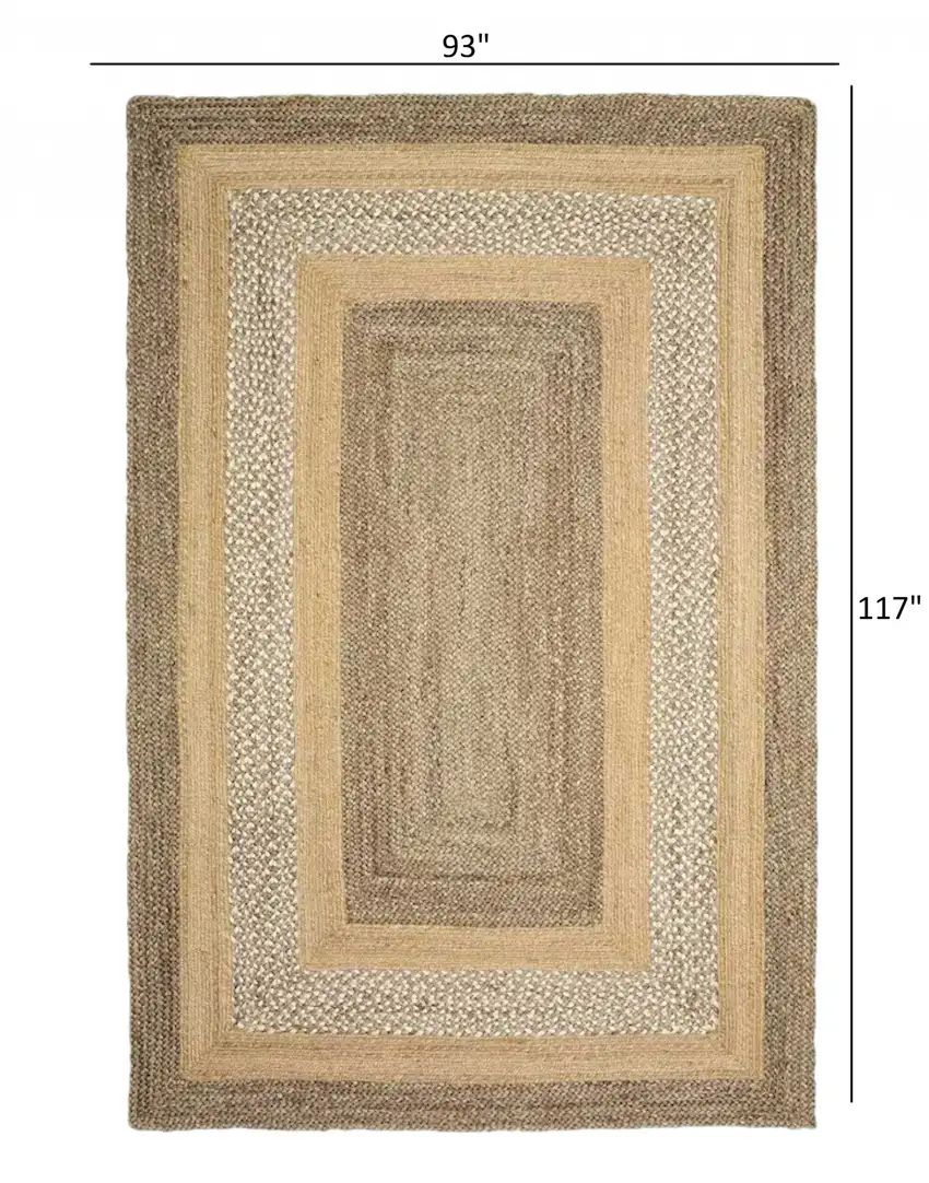 Tan and Beige Bordered Area Rug Photo 2