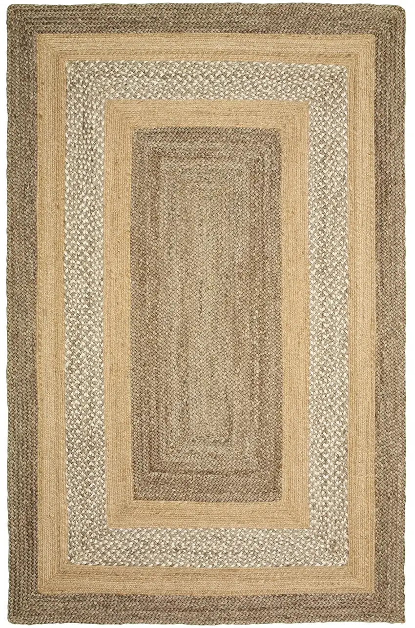 Tan and Beige Bordered Area Rug Photo 1