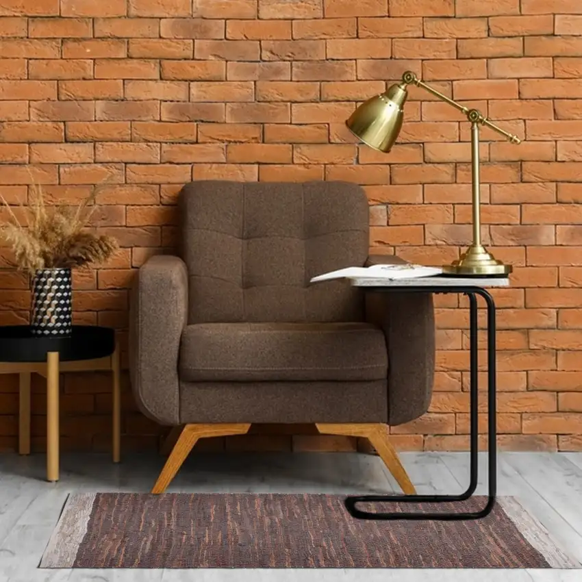 Tan and Beige Patchwork Hand Woven Area Rug Photo 6