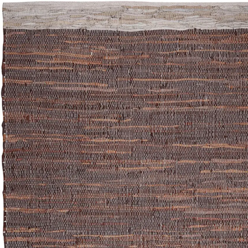 Tan and Beige Patchwork Hand Woven Area Rug Photo 5