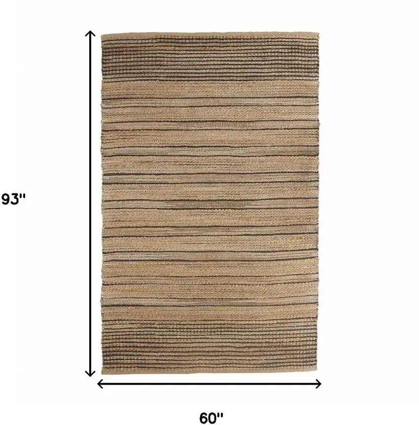 Tan and Black Eclectic Striped Area Rug Photo 9