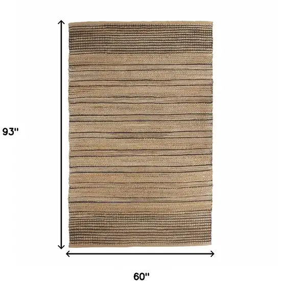 Tan and Black Eclectic Striped Area Rug Photo 9