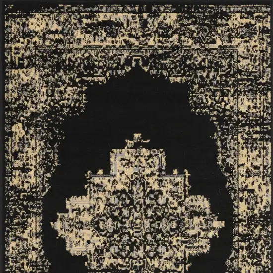 Tan and Black Medallion Distressed Non Skid Area Rug Photo 6