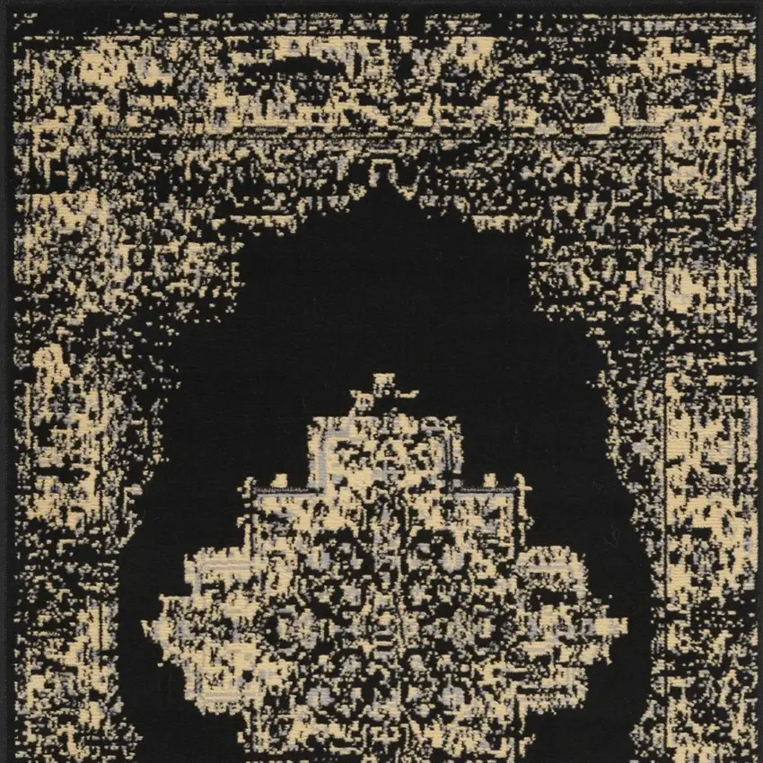 Tan and Black Medallion Distressed Non Skid Area Rug Photo 6