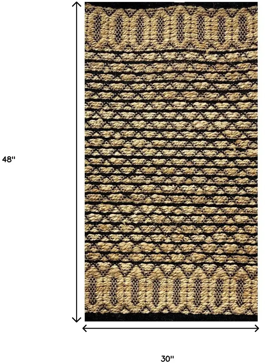 Tan and Black Hand Woven Area Rug Photo 3
