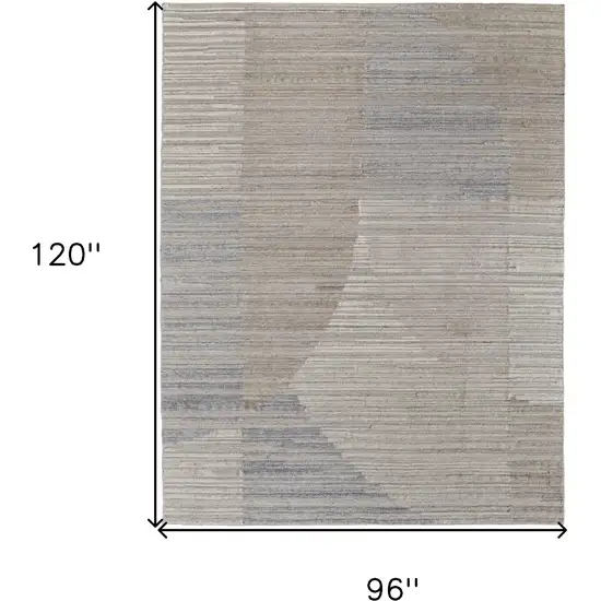 Tan and Blue Abstract Hand Woven Worn Faded Area Rug Photo 3