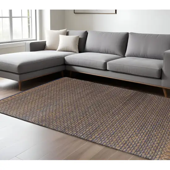 Tan and Blue Detailed Lattice Area Rug Photo 2