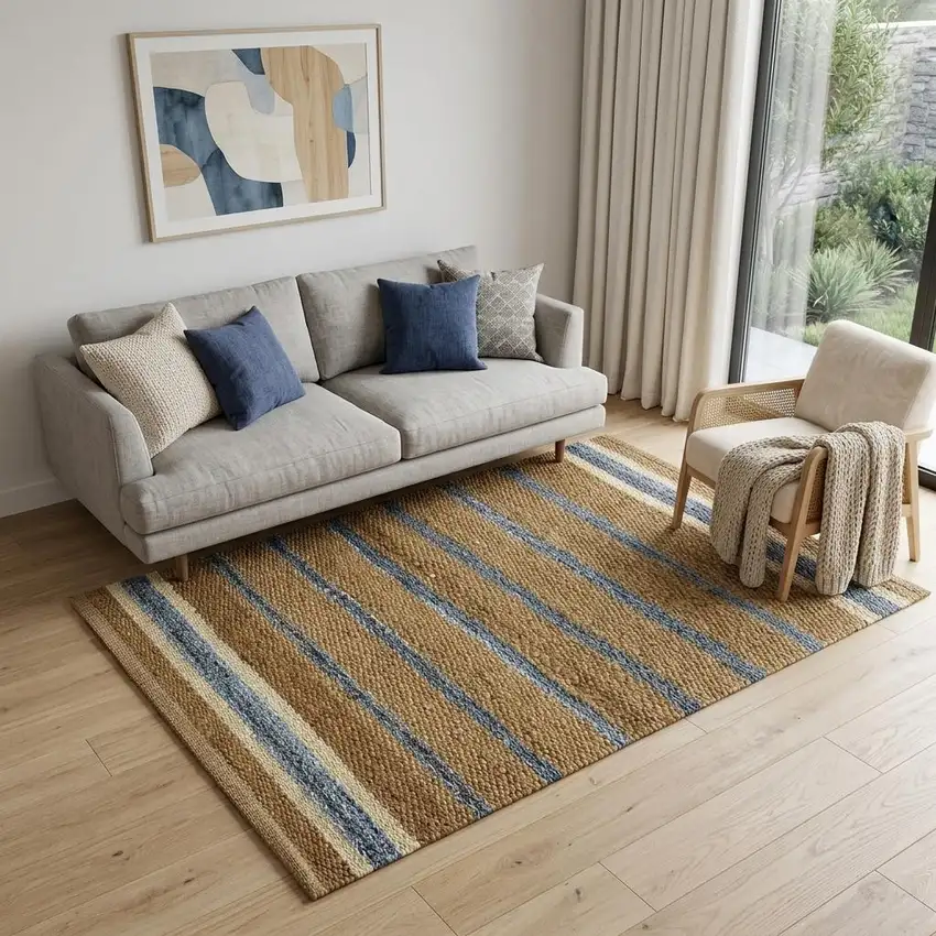 Tan and Ivory Hand Woven Area Rug Photo 1