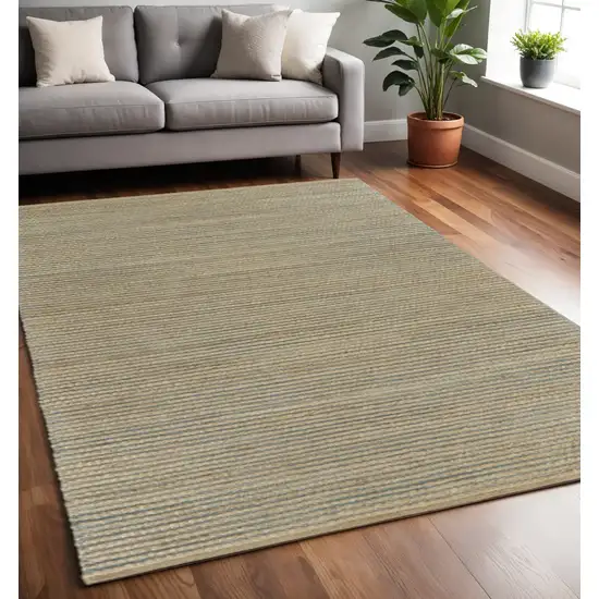 Tan and Blue Undertone Striated Area Rug Photo 1